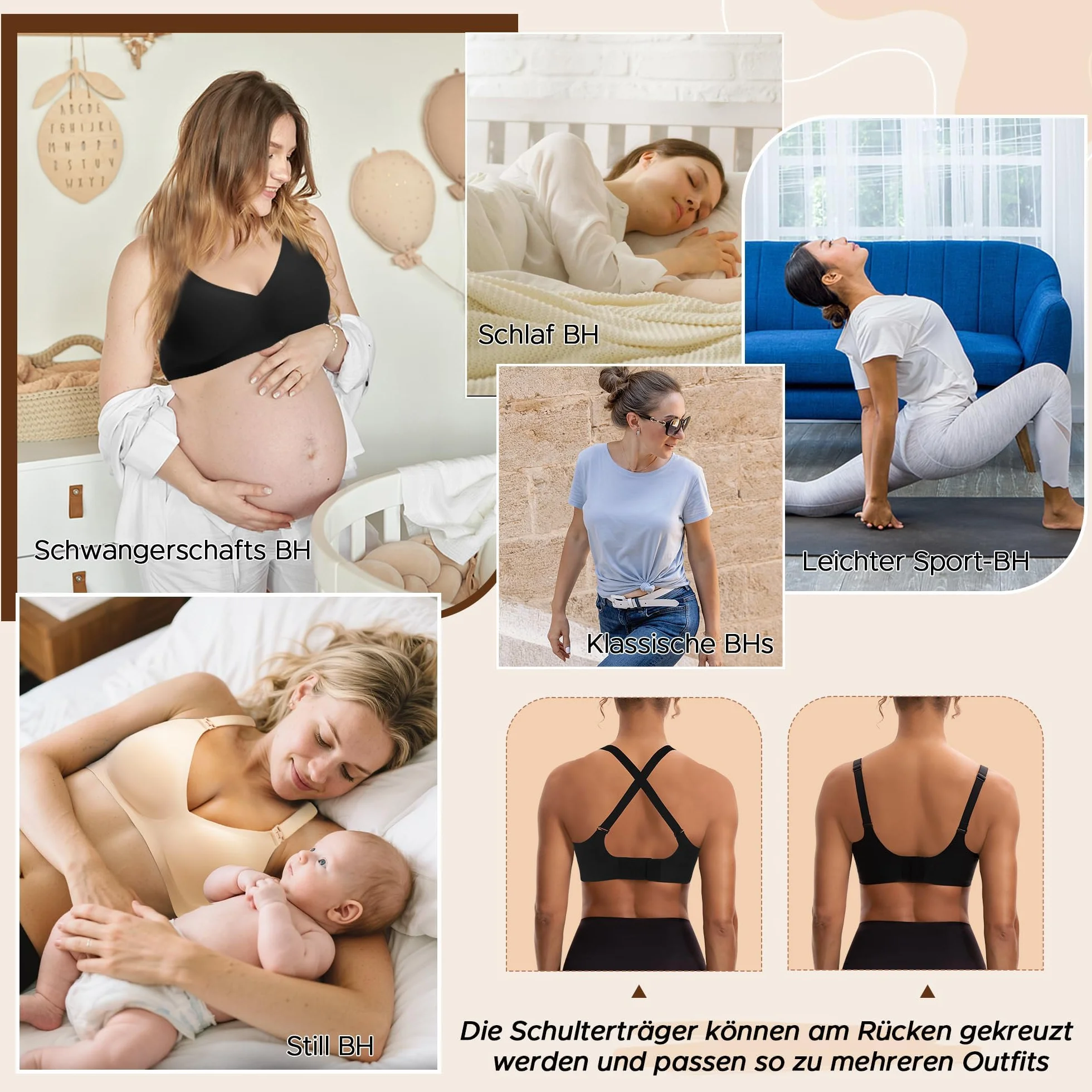 INNERSY Sujetador de Lactancia de Maternidad sin Aros Cómodo Sujetadores con Relleno sin Costuras