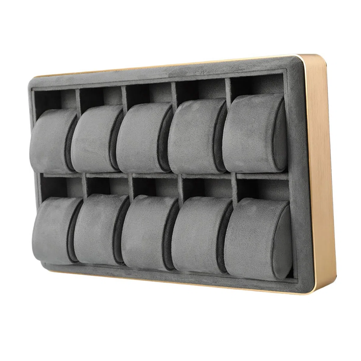 Bandeja para Relojes Y Joyas, con 10 Compartimentos, de Aleación de Aluminio. Organizador para Guardar Relojes Y Coleccionar, Ideal para El Hogar, Tan, Gris, universal