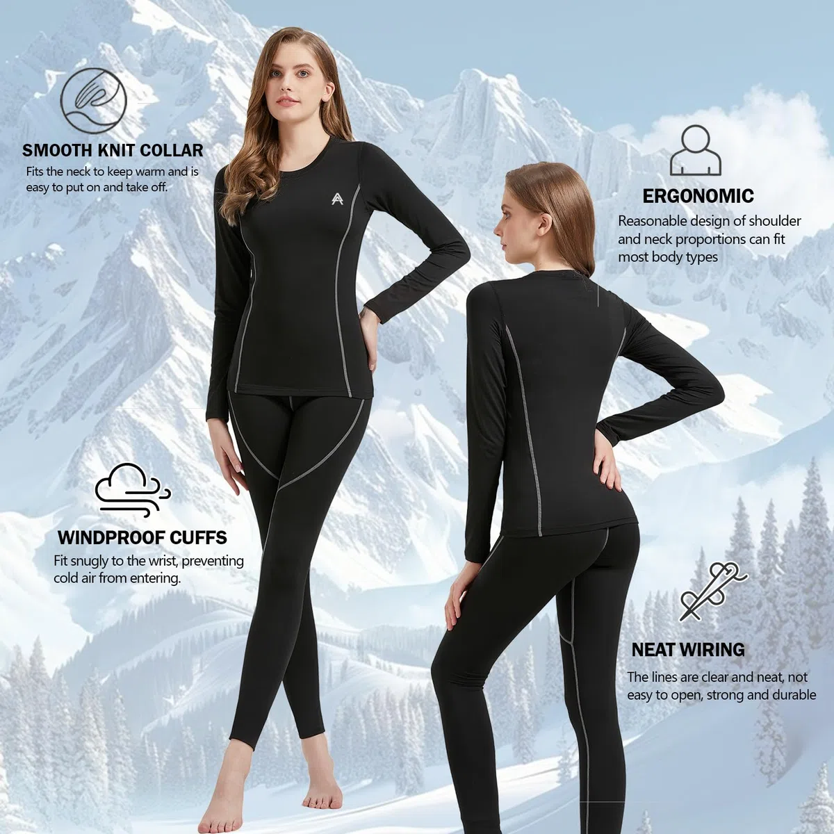 Conjunto Térmico Mujer Ropa Interior Termica Transpirable Funcional Pantalones Interiores Termicos para Running Esquí Montaña Ciclismo Fitness