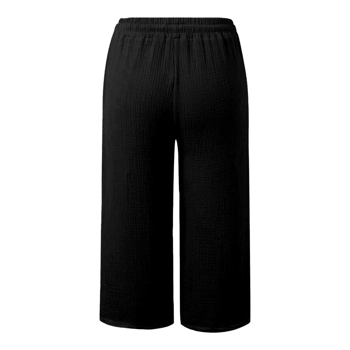 Pantalones Pirata Mujer Verano Frescos Cómodo Elásticos Lino Pantalón Deportivo 3/4 Shorts Respirable Pantalones con Palazzo Bolsillos Capris Jogger Activos Yoga Jogger Corre Playa Vacaciones