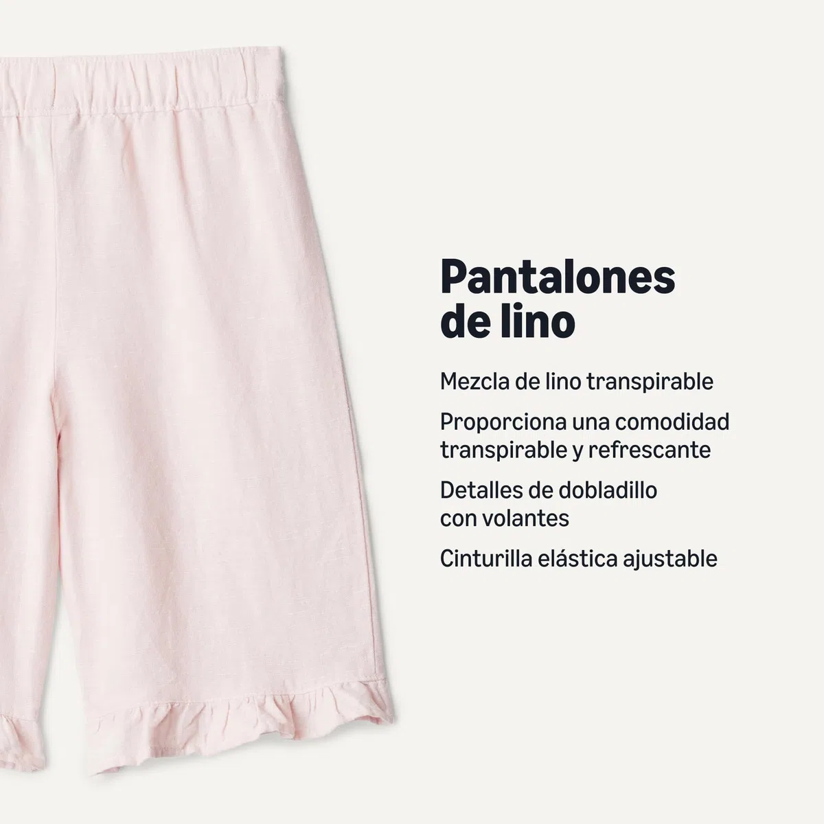 Amazon Essentials x Sofia Grainge Pantalón sin Cordones de Lino y Algodón con Volantes Unisex Bebé