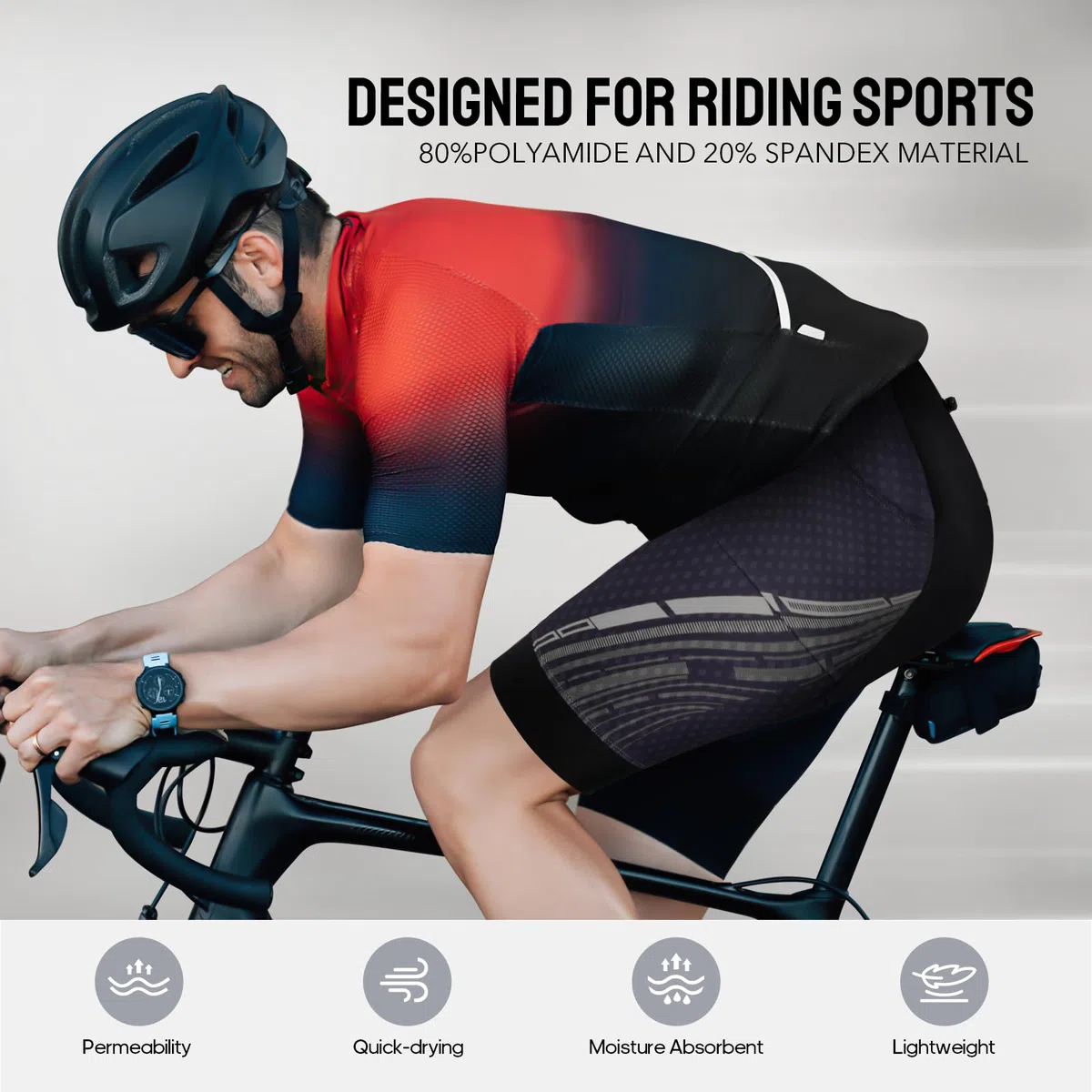 TOMSHOO Pantalones Cortos de Ciclismo para Hombre, Pantalones MTB Hombre 4D Acolchado con Bolsillos Laterales y Traseros, Transpirable Secado Rápido Culotte Ciclismo Bicicleta Corto Hombre