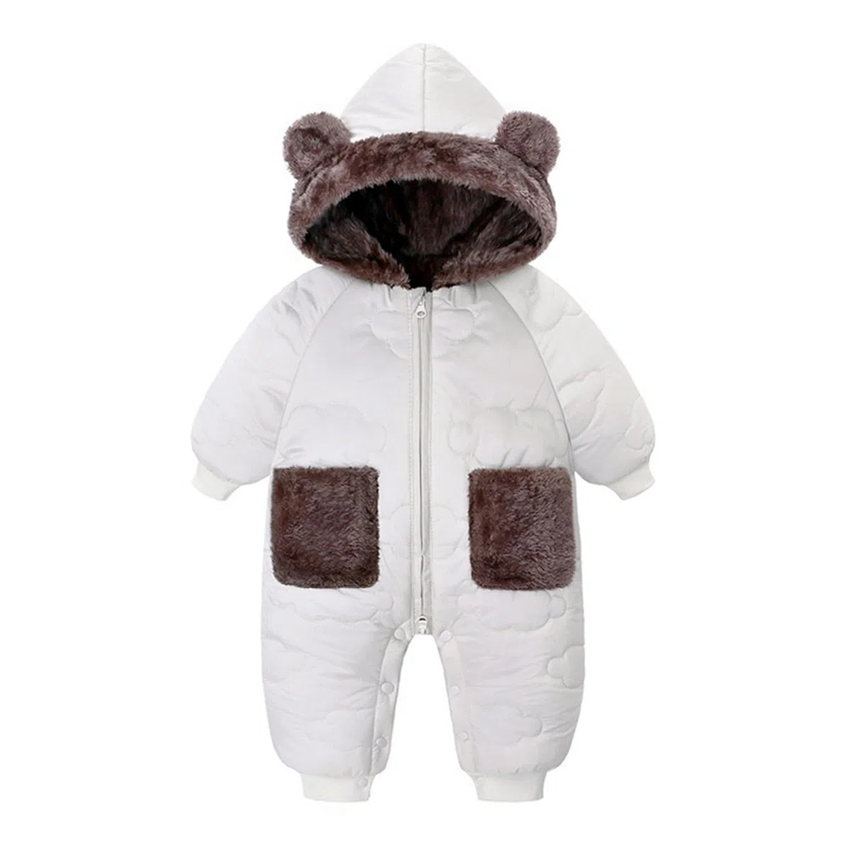 Bebé Mameluco Invierno con Forro Recién Nacido Traje de Nieve con Capucha Niño Niña Mono Infantil Pelele Entero Ropa de Una Pieza Calentito con Cremalleras - 0-24 Meses