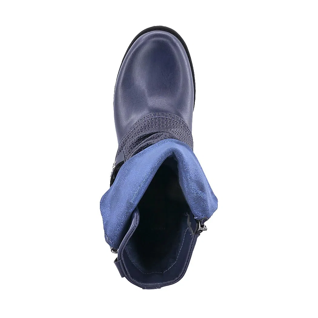 Elara Botines Mujer Botas de Estilo Motero Remaches Chunkyrayan
