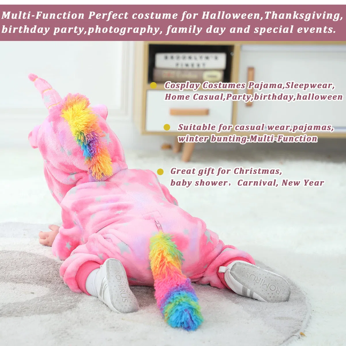 Mameluco para bebé Animal de Unicornio con Capucha Monos Pantalones de Peto para niña Ropa de Franela para niño