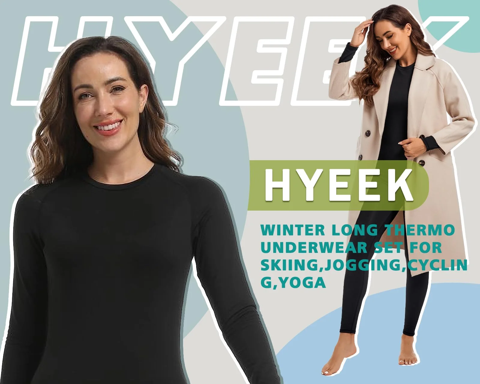 Ropa Termica Mujer, Conjunto Ropa Interior térmica Invierno Frio Extremo - Transpirable Manga Larga Camiseta Termica y Pantalon,térmica Ropa Interior para esquí,Moto