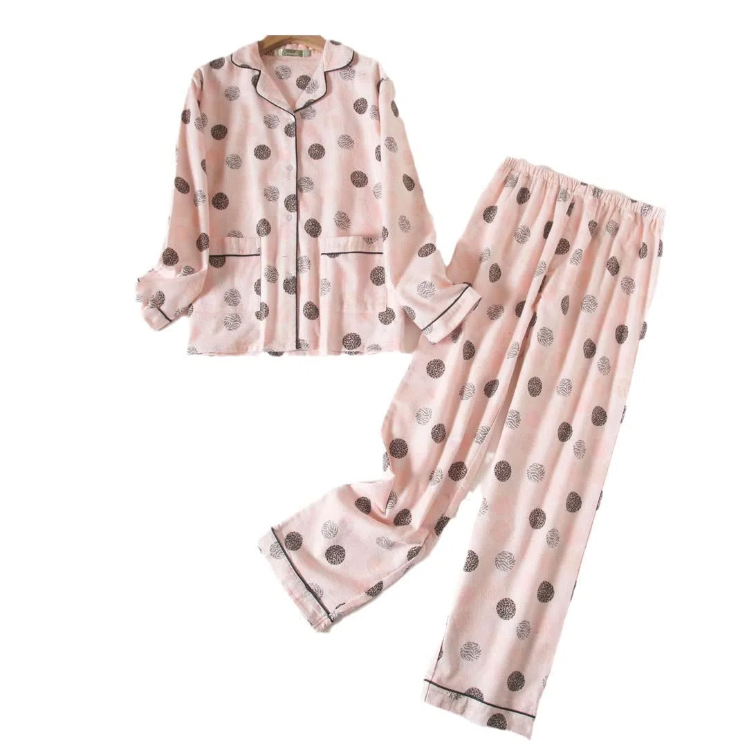 Conjunto de Pijama de Invierno para Mujer,Franela de algodón, Pantalones Largos, Traje para Dormir, 16 M