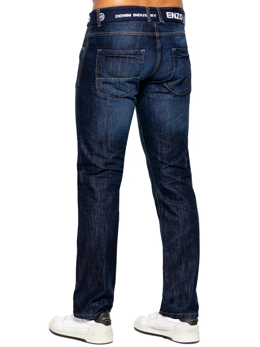 989Zé ENZO Regular Fit Pant Jeans Pantalones Vaqueros con Cinturon para Hombre