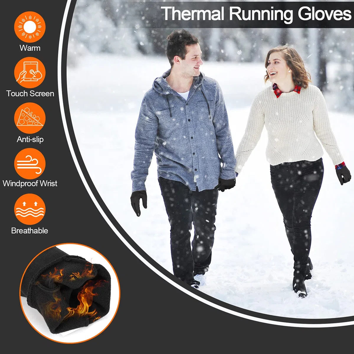 Guantes térmicos, guantes de invierno para correr, guantes de forro cálido, guantes antideslizantes para pantalla táctil, para hombres y mujeres, deportes, caminar, equitación, conducción,