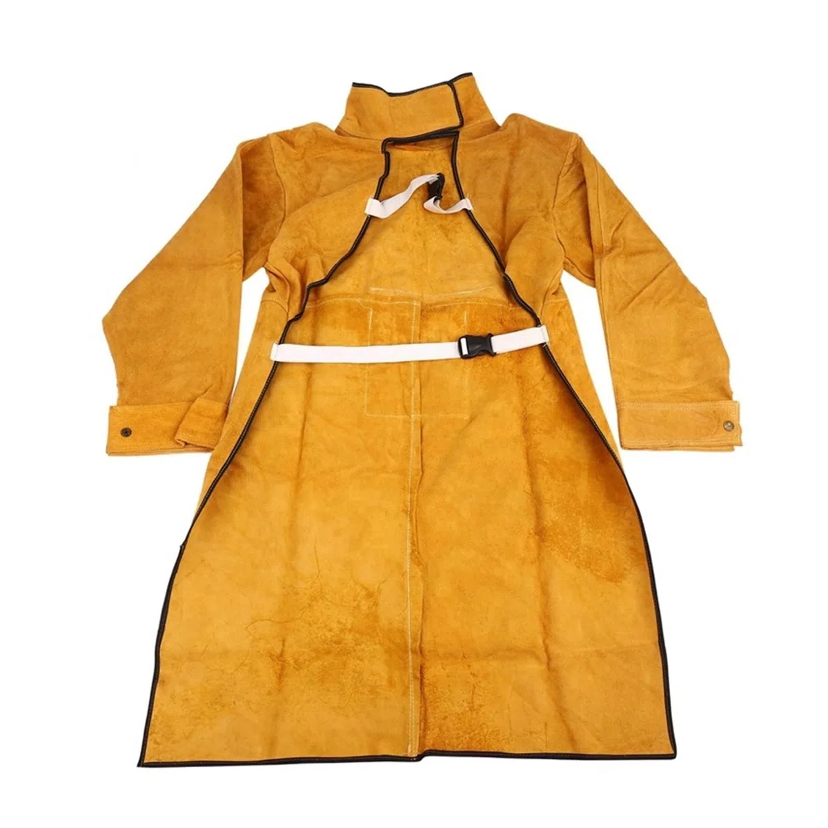 Protección para soldadura, Delantal de soldadura de 120Cm, ropa protectora de soldador de manga larga retardante de llama, cuero partido, resistente al fuego