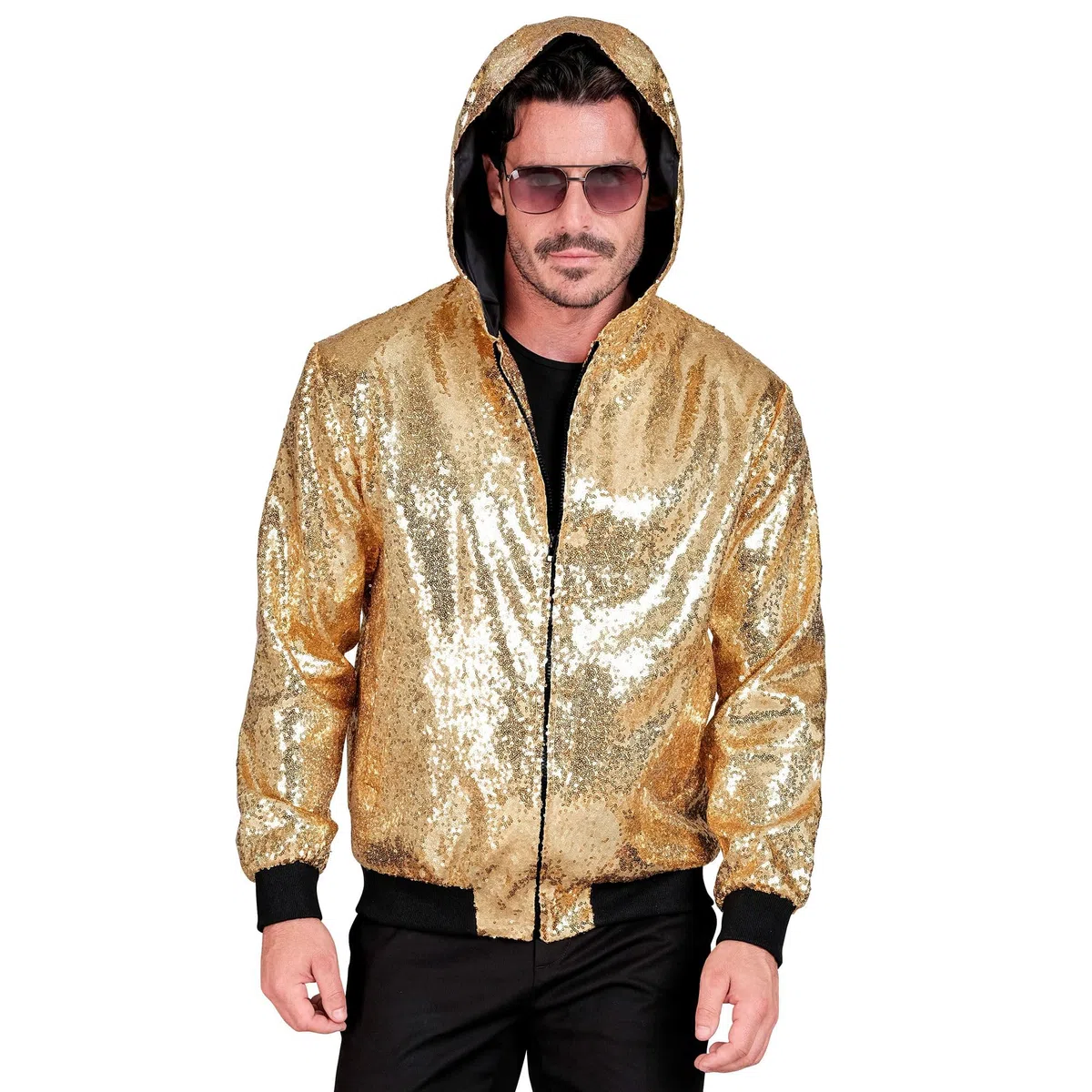 W WIDMANN MILANO Party Fashion - Chaqueta de fiesta con capucha, chaqueta de lentejuelas, traje de fiesta, disco