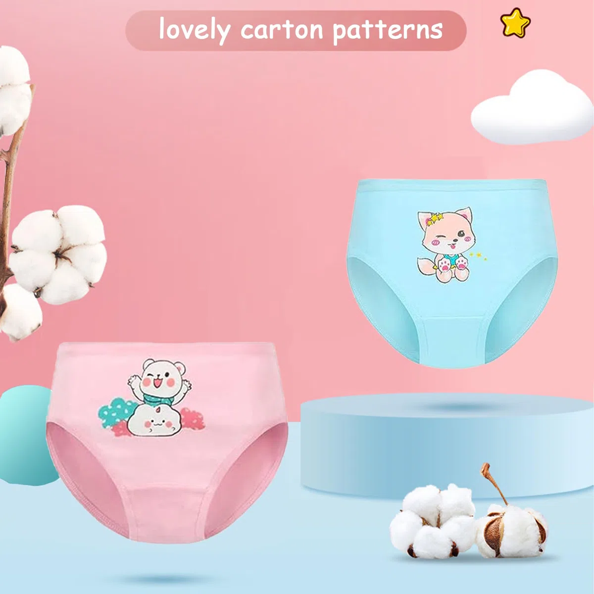 12 Pcs Bragas Niñas,Braguitas para niños/Calzoncillos de algodón para niñas Ropa Interior(F3,3-4Years)