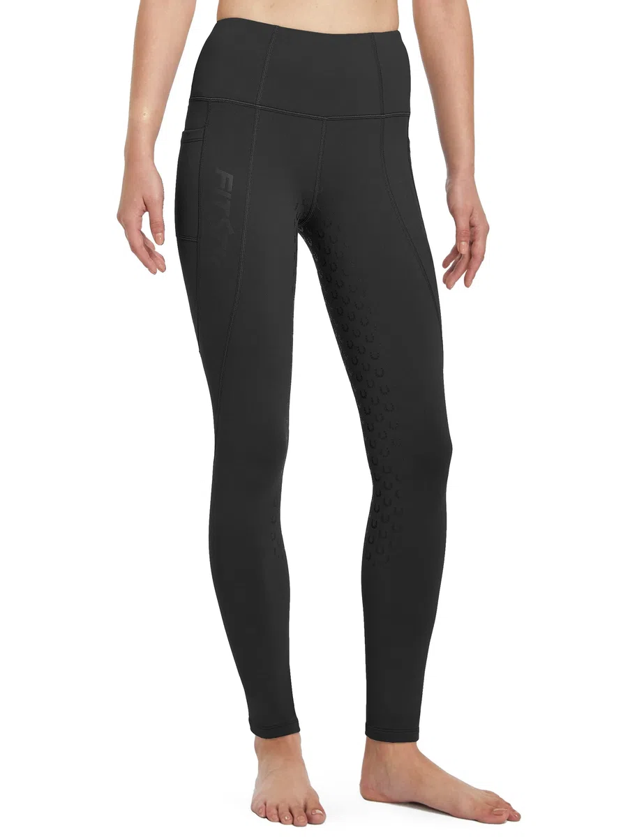 FitsT4 Sports Pantalones de equitación de invierno para mujer, con forro polar, pantalones de equitación de silicona para asiento completo