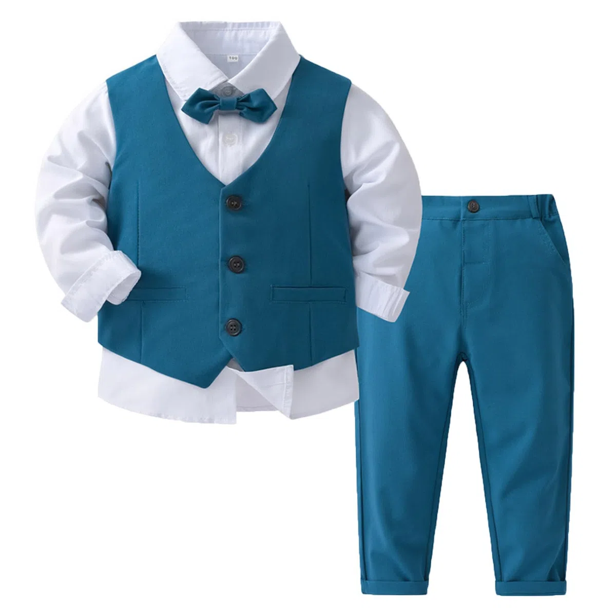 Traje de bebé para niños, para bodas, bautizos, esmoquin, 3 piezas, traje de bautizo camisa con chaleco de traje, pantalones, traje festivo