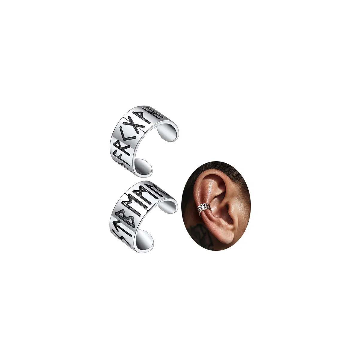 FaithHeart Pendientes Vikingos Runas Plata de Ley 925 Hombres Aretes Redondos Hipoalergénicos de Orejas Joyería Religiosa de Protección de Familias Parejas