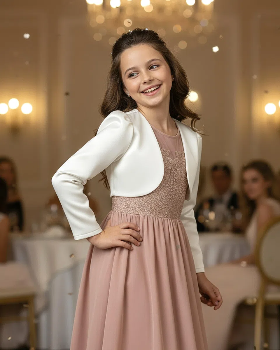 BlackButterfly Niñas Satín Manga Larga Bolero