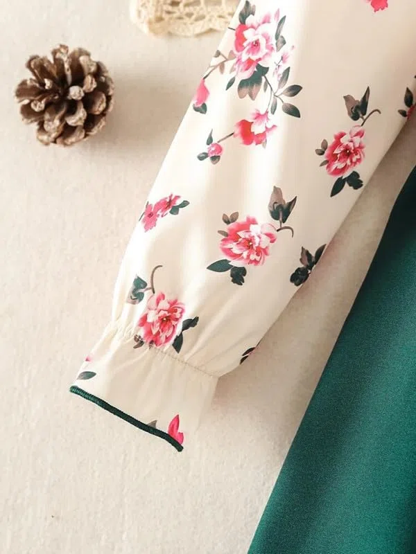 Niren Enterprise Vestido de modal y rayón con estampado digital para niñas