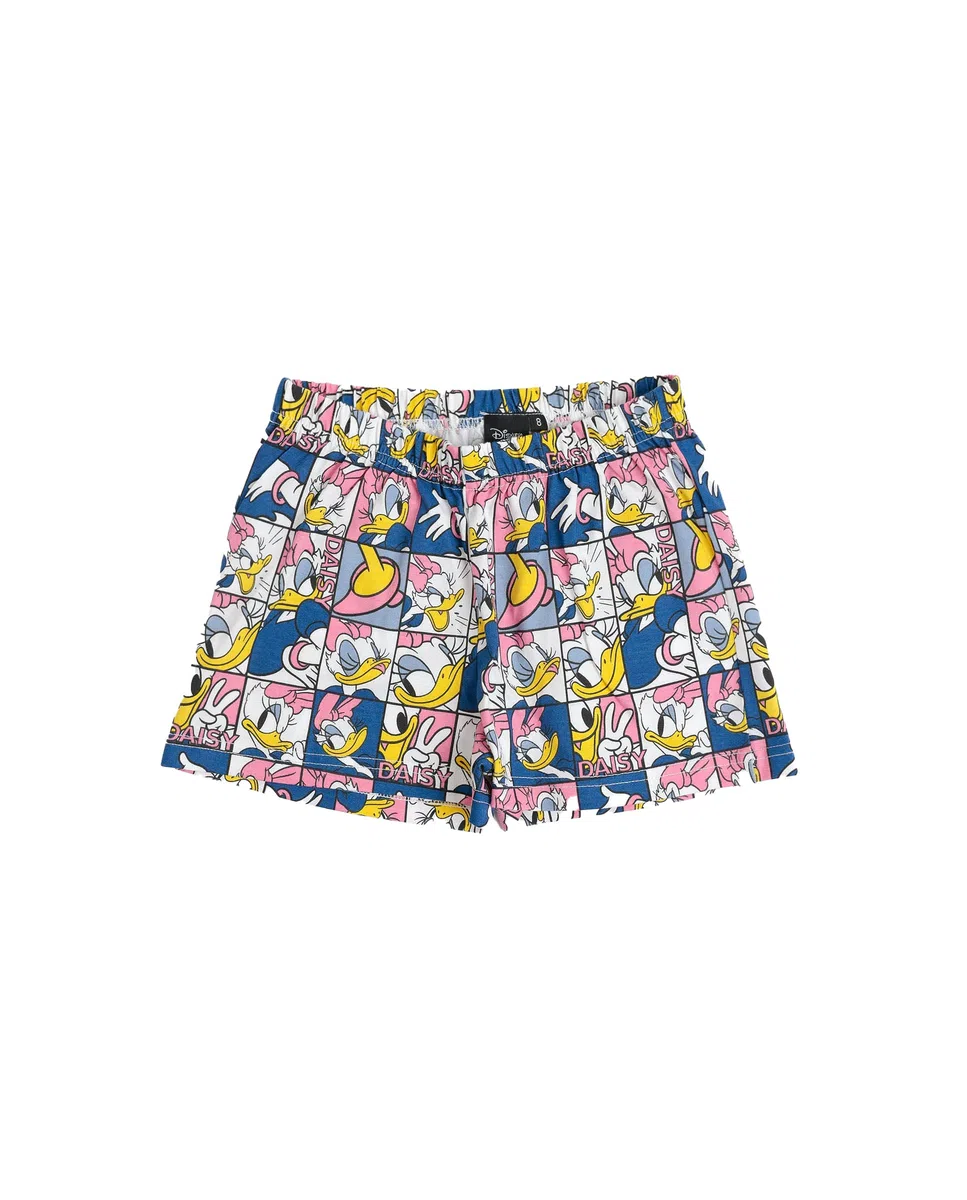 Disney Pijama niña Verano algodón - Pijama sin Mangas Daisy Poses para niña – pantalón Corto con Cinturilla elástica Estampado – Tejido Suave al Tacto, Gris Jaspe - Talla 8 años