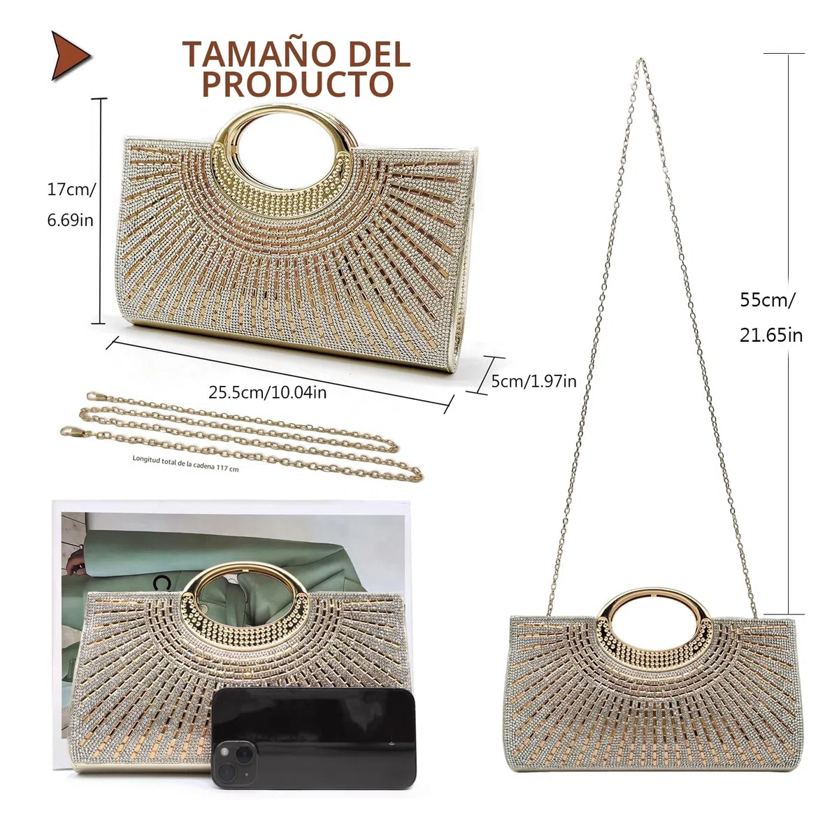 Pahajim Bolsos de Fiesta y Ceremonia Bolso Noche Mujer Pequeño Bolso de Mano con Brillantes Pedreria Carteras Clutch para Boda Novia Banquete Galas