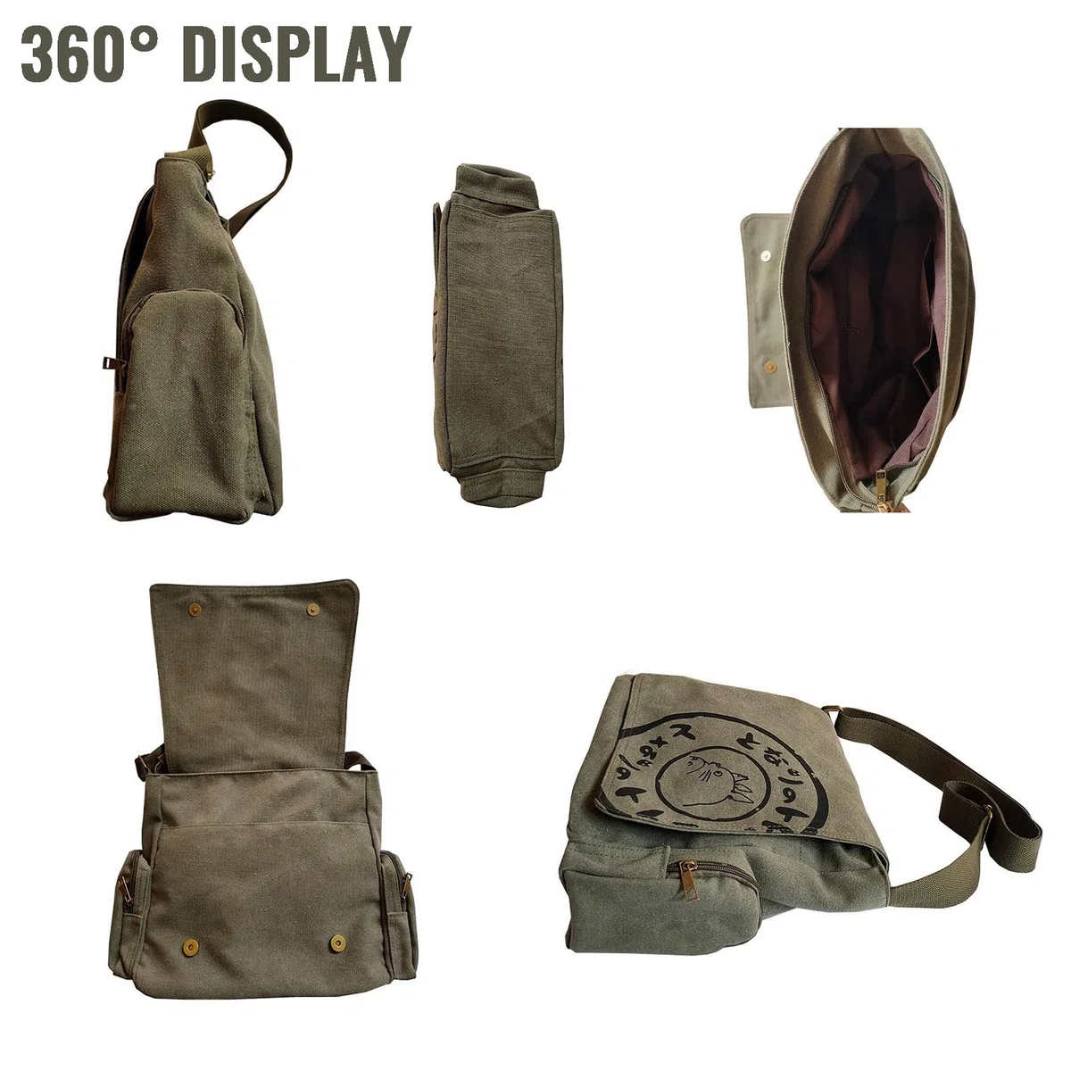 Japonés nuevo 2012 mi vecino Totoro lona mensajero bolsas de dibujos animados estudiantes libro Crossbody bolsas con múltiples bolsillos