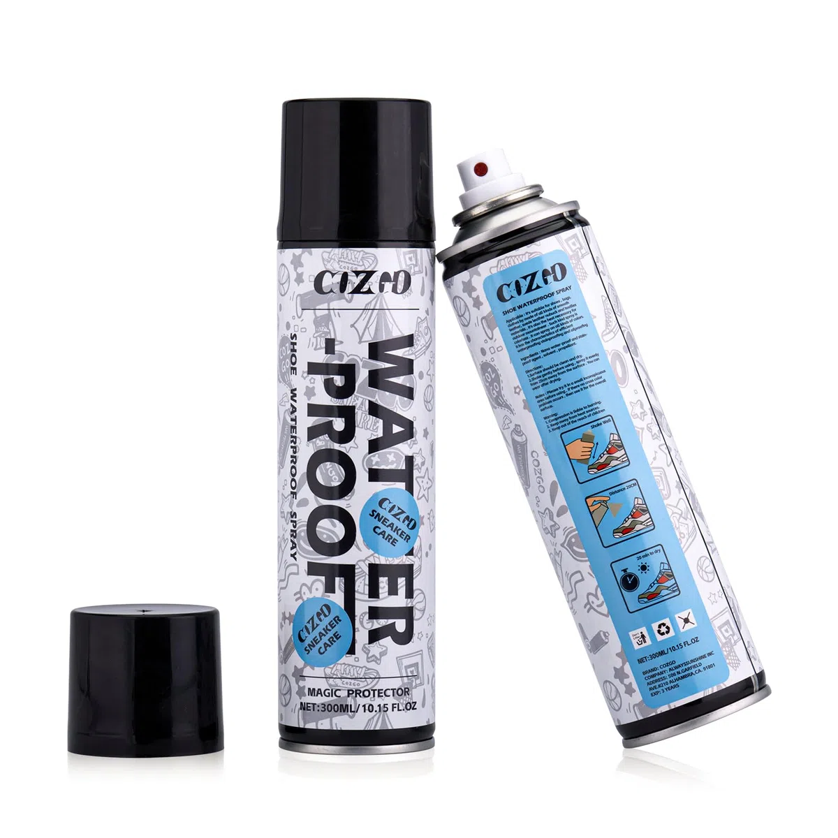 COZGO Protector de zapatos en aerosol, impermeable para lluvia y manchas, nano protección para tenis, gamuza, cuero, lona, nobuck, tela, nailon, protector para caza, senderismo, botas al aire libre,