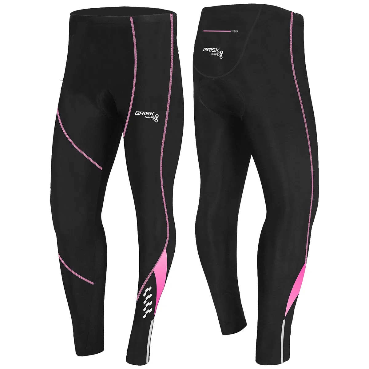 Brisk Bike Pantalon Largo Ciclismo Mujer con Cremalleras Reflectantes Leggings Ciclismo Elástico Coolmax Acolchado Mallas Ciclista - Mujer Mallas térmicas
