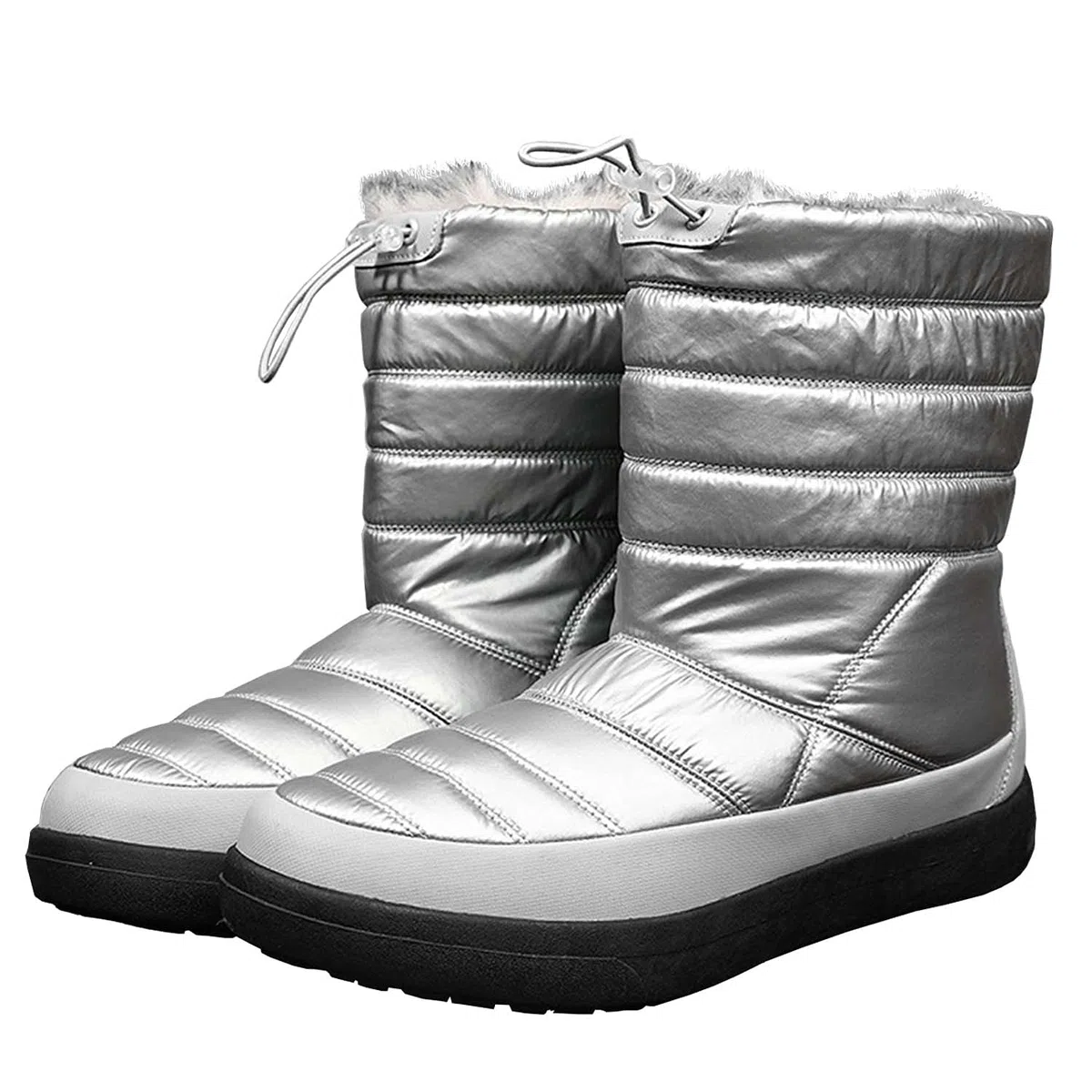 Botas de nieve para mujer invierno cálido forro de piel al aire libre sin cordones en botines impermeables zapatillas de deporte, gris, 39 EU