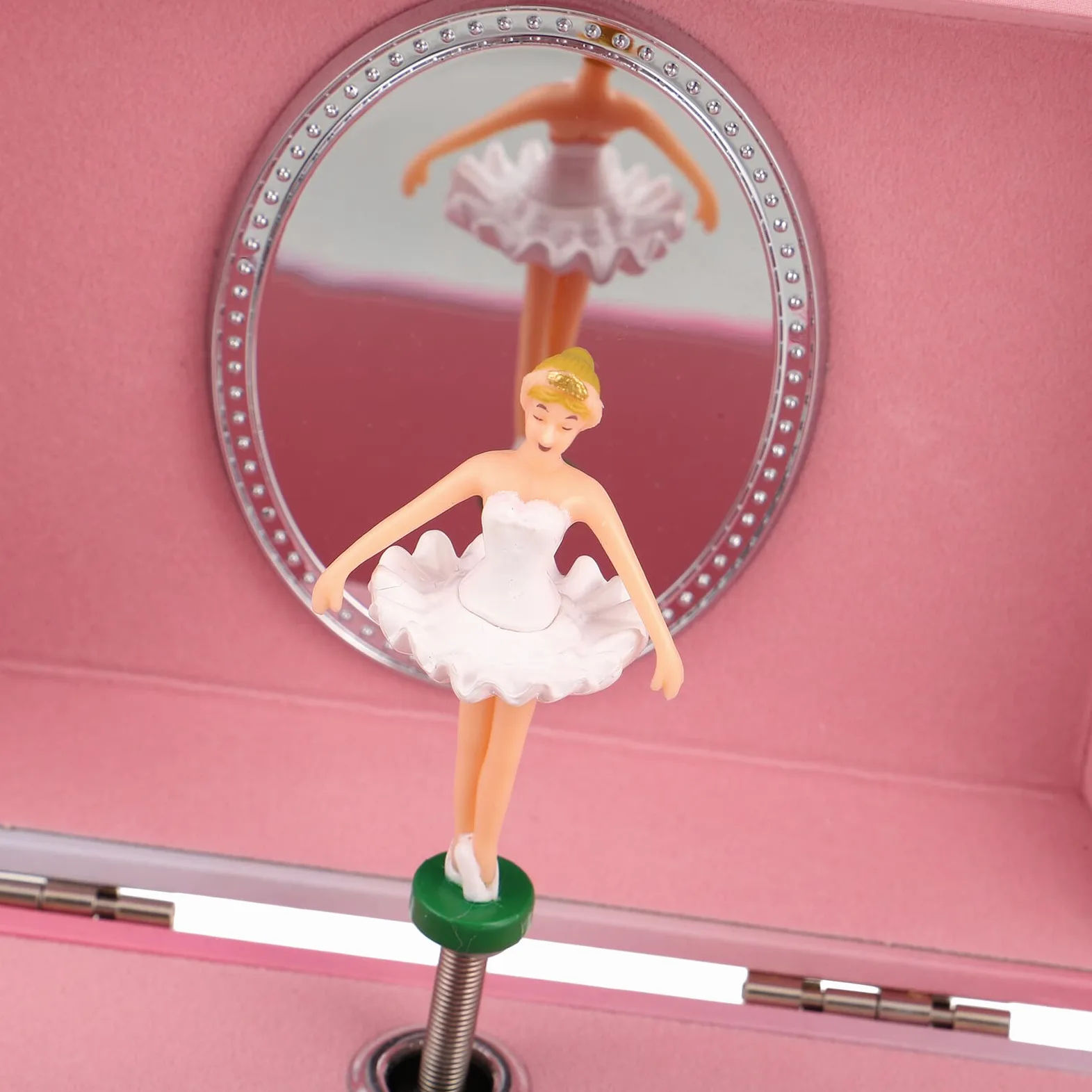 Joyero Musical de Bailarina para Niña con Espejo Caja de Música Rosa con Melodía Clásica Organizador de Joyas para Cumpleaños y Regalos Infantiles
