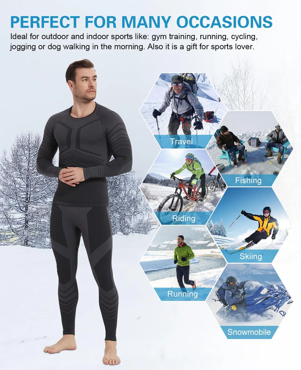 MEETWEE Ropa Interior Térmica para Hombres Traje térmico Funcional para Hombres Deportes al Aire Libre en otoño e Invierno Carrera Ropa Interior Térmica de Secado Rápido para Hombres de Esquí