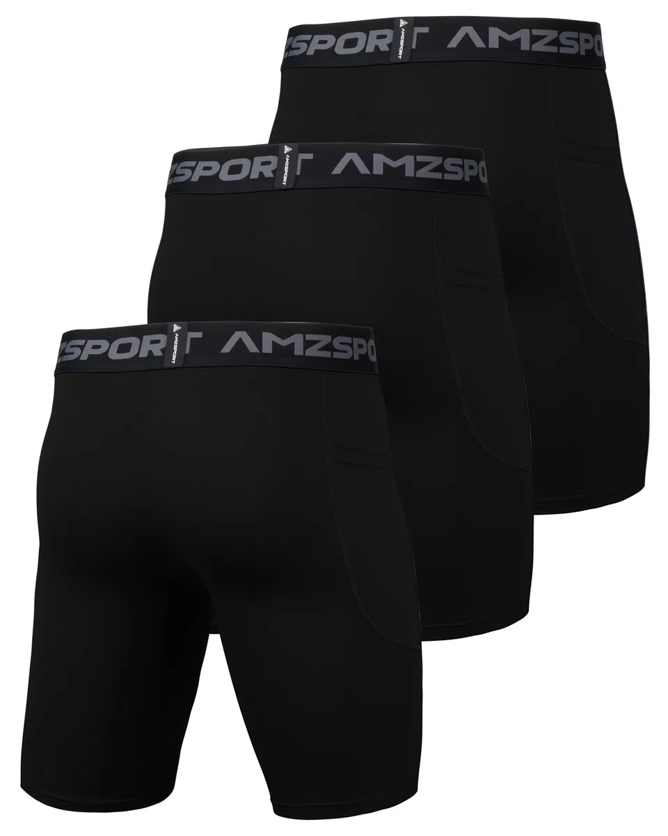 AMZSPORT Pantalones Cortos de Compresión para Hombre Pantalones Deportivos Secos y Frescos Pantalones Cortos de Entrenamiento