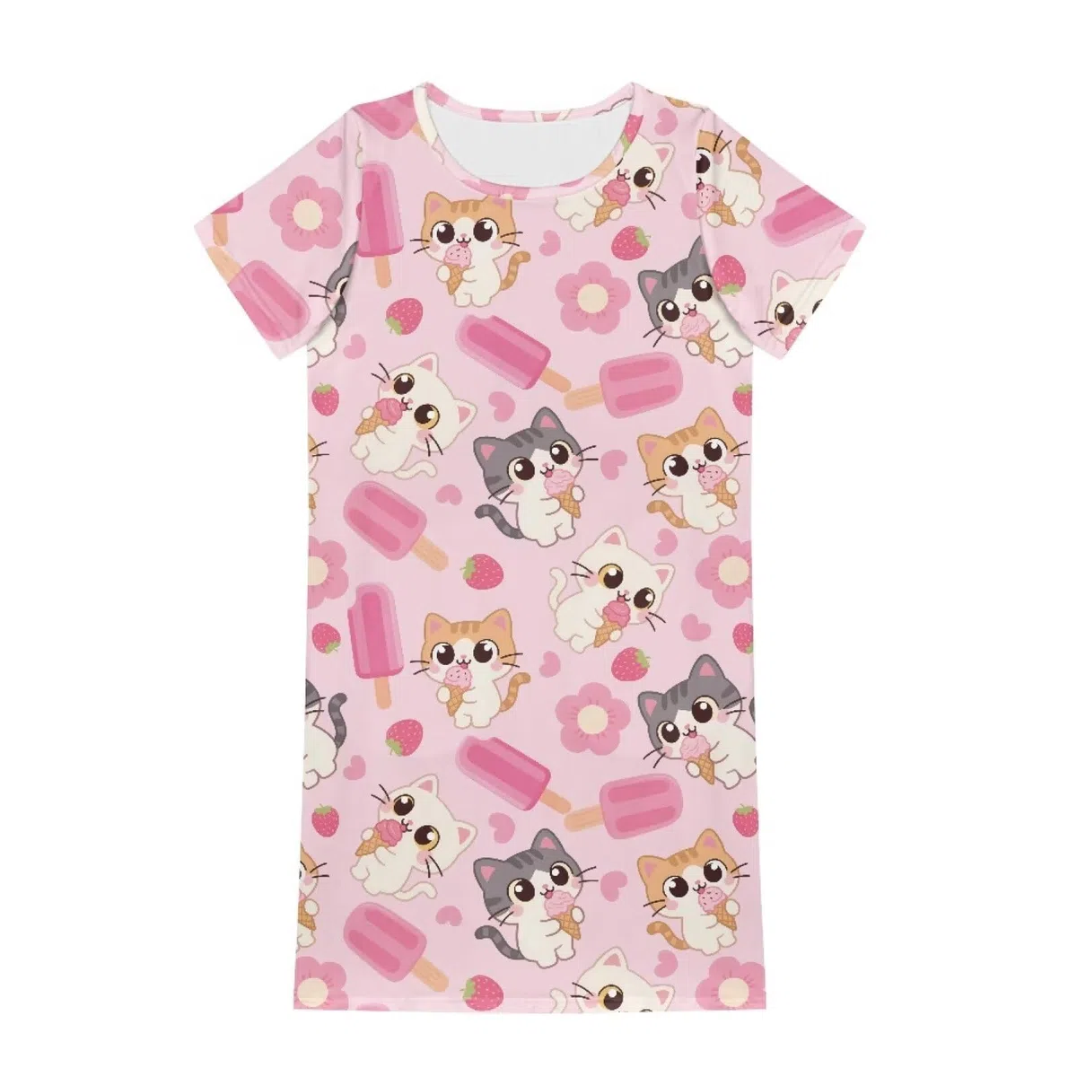 Camisón de manga corta para niñas de 3 a 14 años, de poliéster