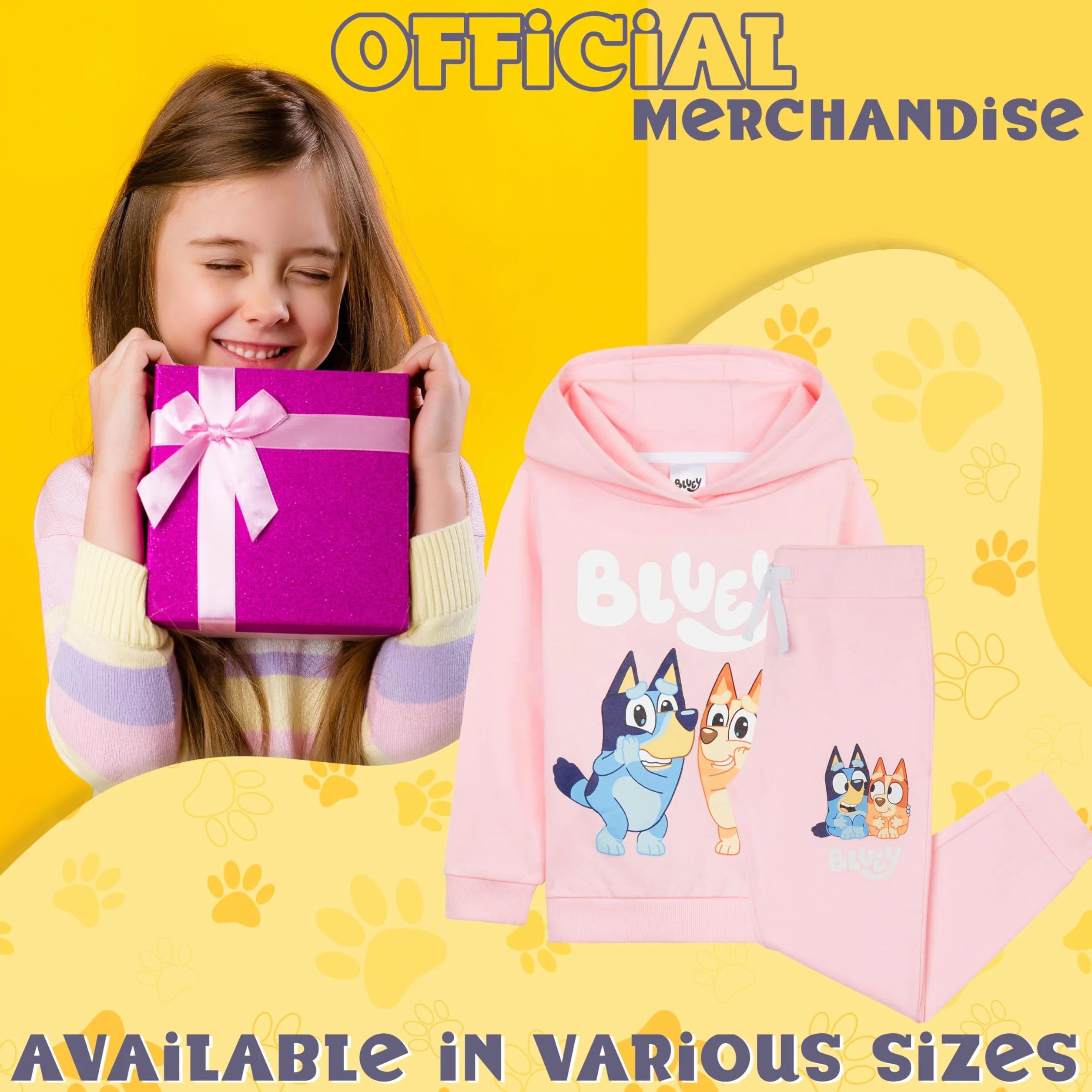 Bluey Chándal Conjunto de 2 Piezas para Niñas, Sudaderas con Capucha y Pantalones