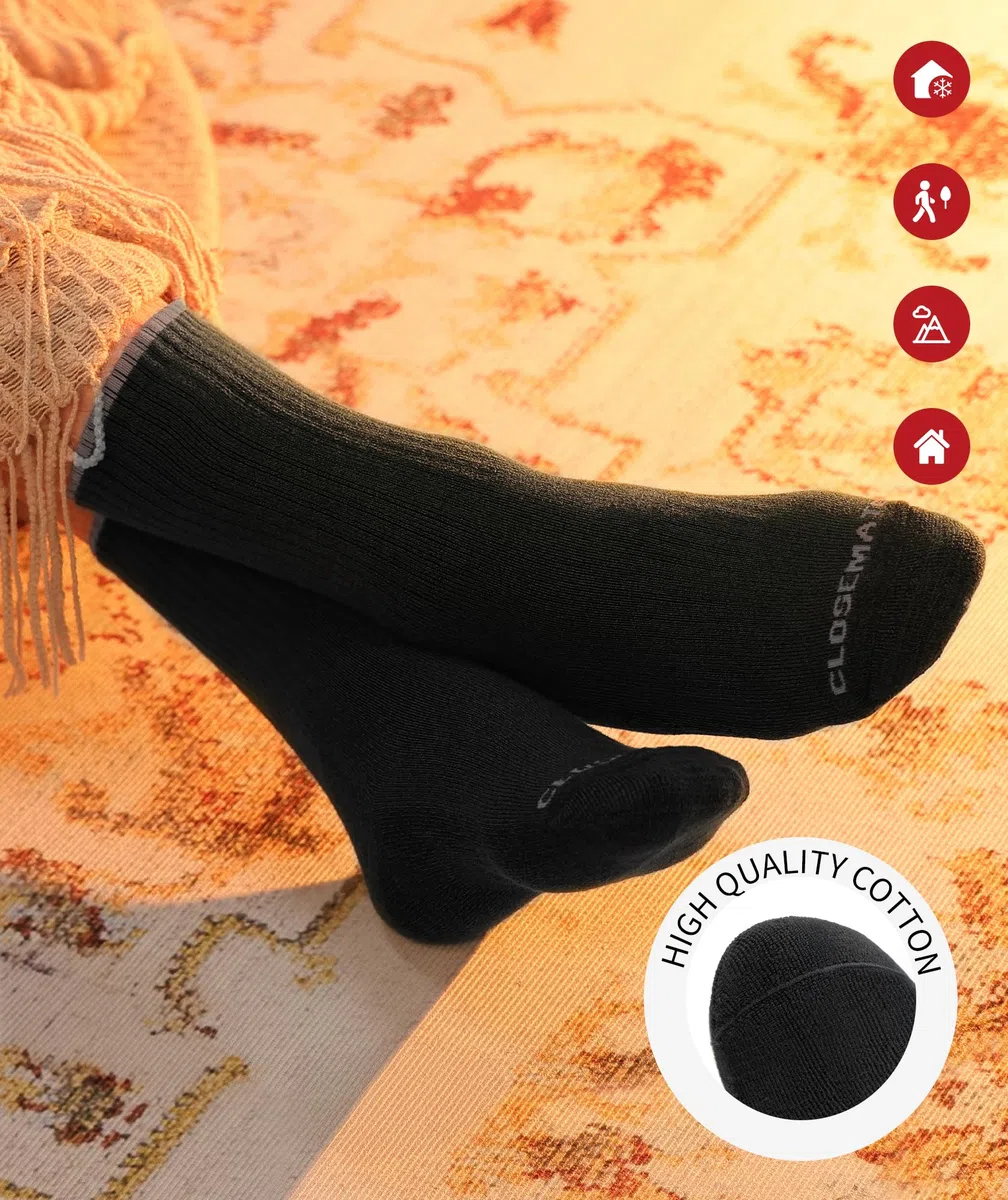 CLOSEMATE Calcetines Invierno Térmicos Hombre Mujer 5 Pares Largos Algodón Antisudor Antiampollas Absorción de Impactos Altos Gruesos Frío Extremo Para Trekking Senderismo Ciclismo