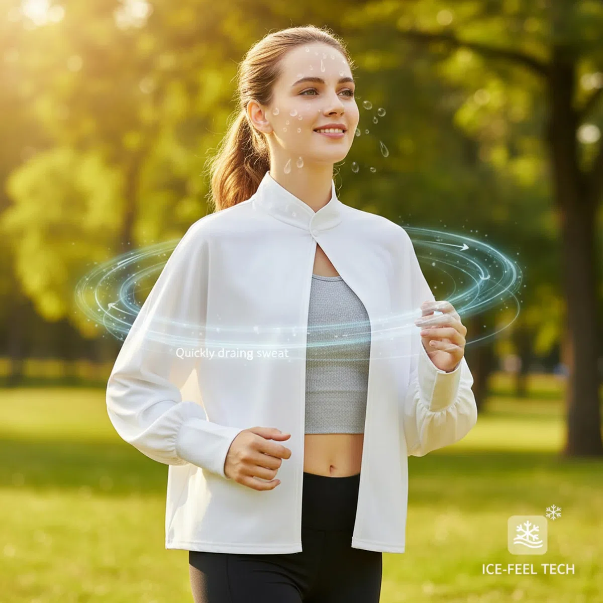 Ropa de protección Solar para Mujer, Chal de Verano con Tejido refrescante y Transpirable, Chal Ligero de Manga Larga para Conducir, Actividades al Aire Libre, Blanco