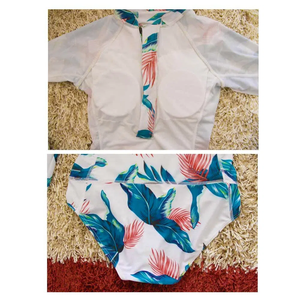 Ropa de Surf con Cremallera para Mujer Traje de Baño de Manga Larga Protectores contra Erupciones Recreativas de Una Pieza Traje de Baño