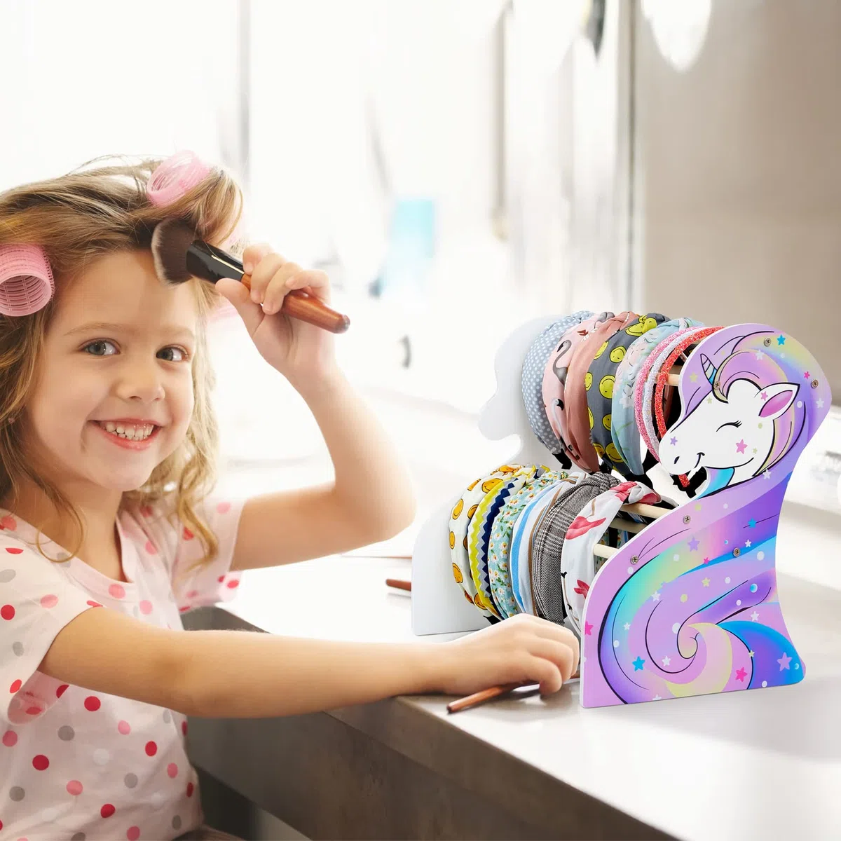 Basumee Escaparate Double Layer para Diadema - Soporte y Organizador de Aro para el Pelo para Niñas