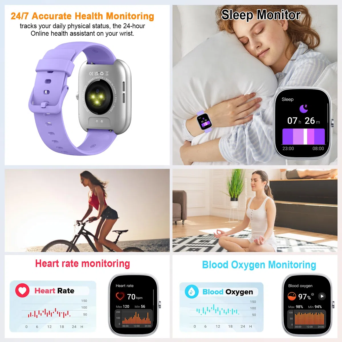 Reloj Inteligente Hombre Mujer, 1.91'' Smartwatch con Llamadas Bluetooth, 110+ Deportivos Pulsera Actividad con Pulsómetro/Monitor de Sueño/Podómetro,Impermeable IP68 Smart Watch para Android/iOS-2024