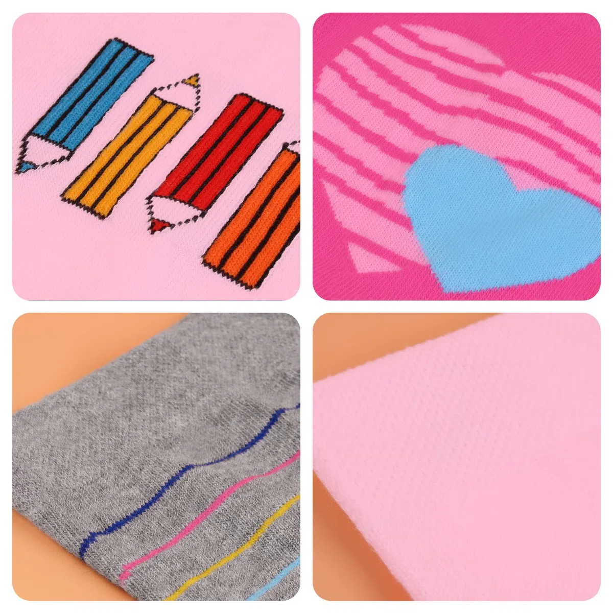 L&K-II Pack de 3 medias para gatear, para bebé, niñas, niños, con suela de ABS, antideslizante, puntos de animales, diseño de corazón 2732, 2732B-3