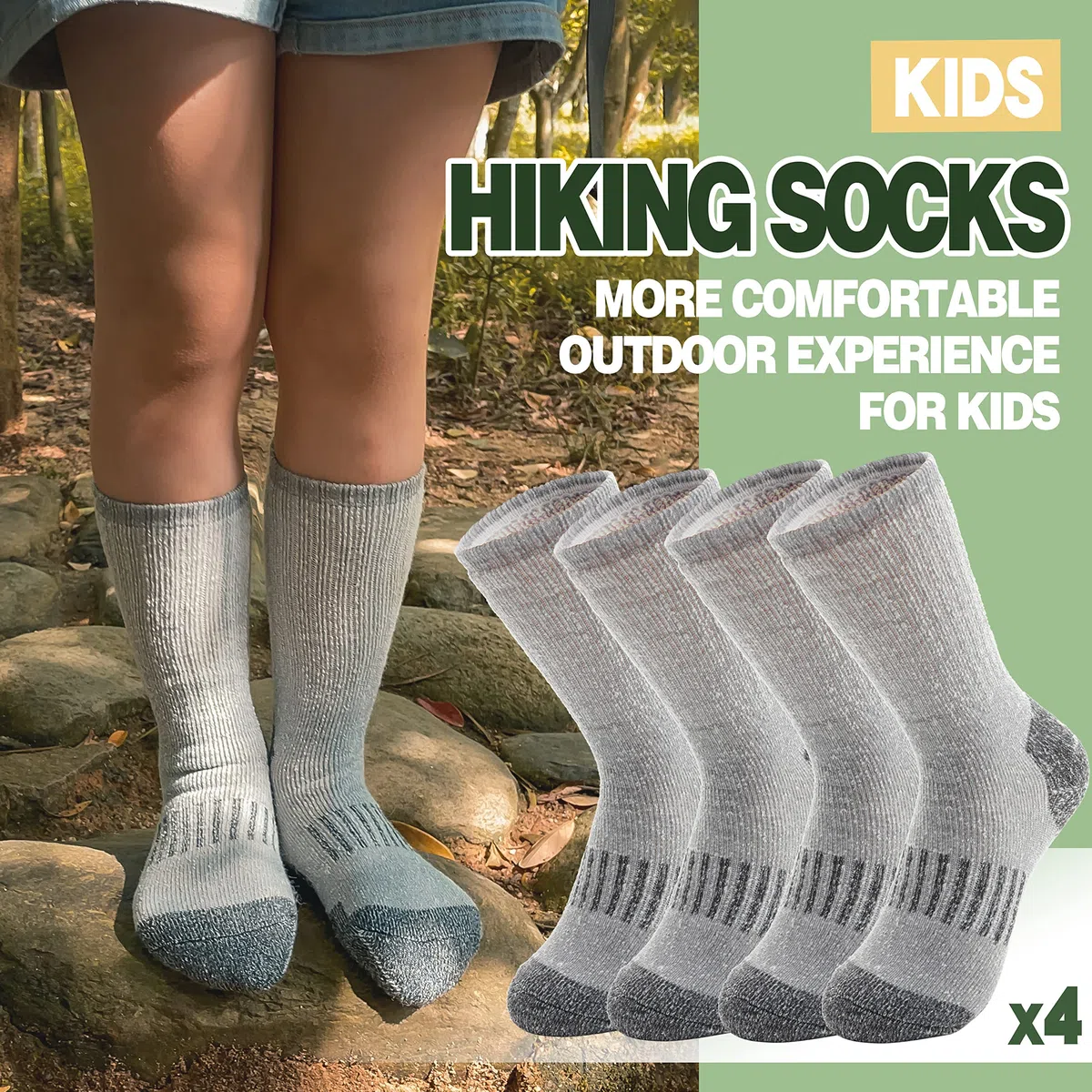 Sandsuced Calcetines de senderismo de lana merino para niños, térmicos de invierno, cálidos y cómodos