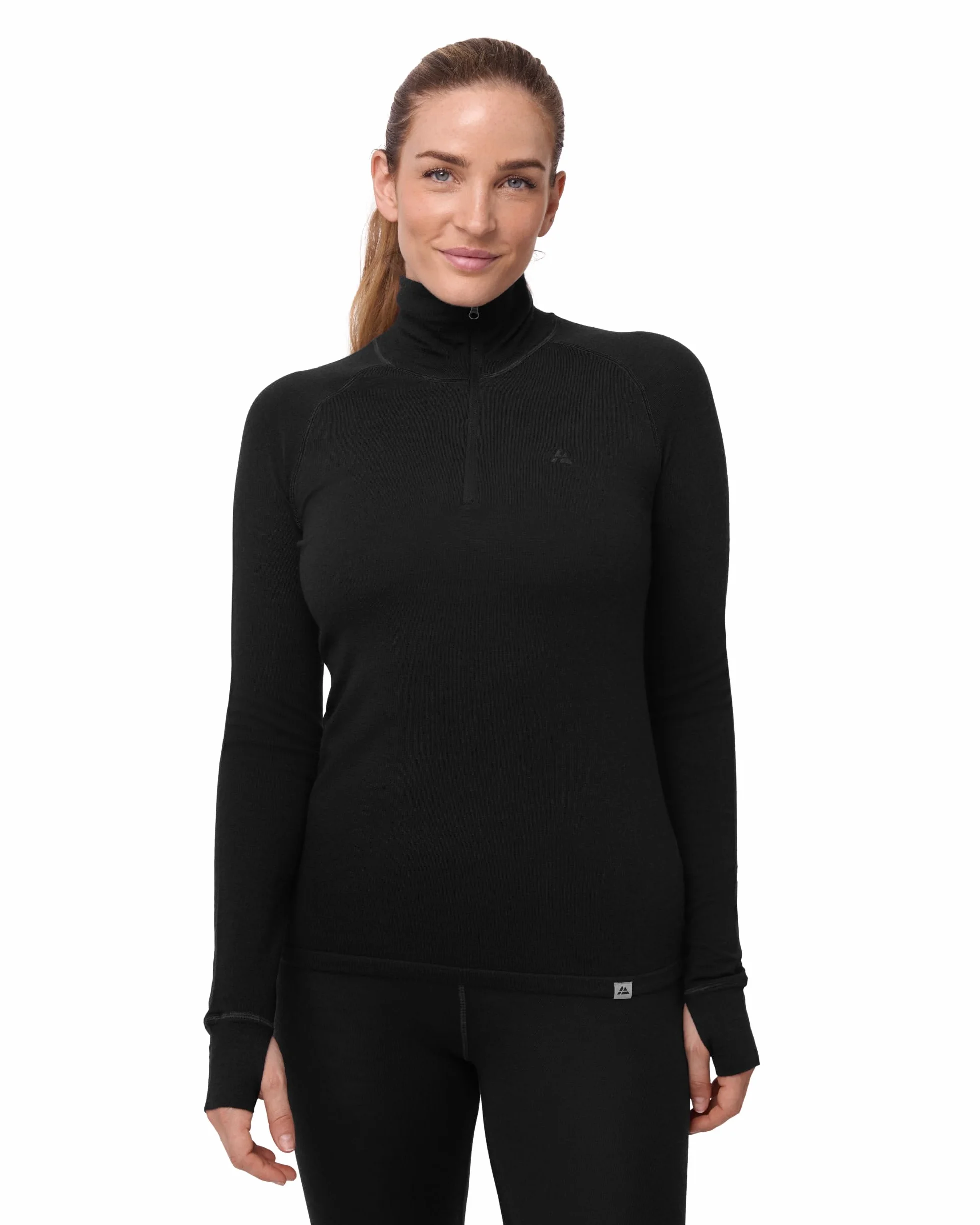 DANISH ENDURANCE Camiseta Media Cremallera Lana Merino para Mujer, Capa Base Térmica, Ropa Interior Invierno