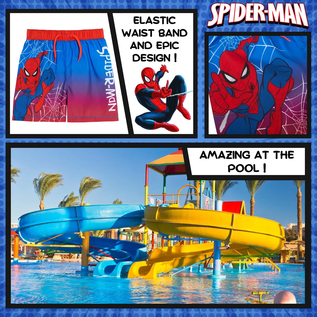 Spiderman - Pantalones cortos de natación para niños, diseño de Spiderman