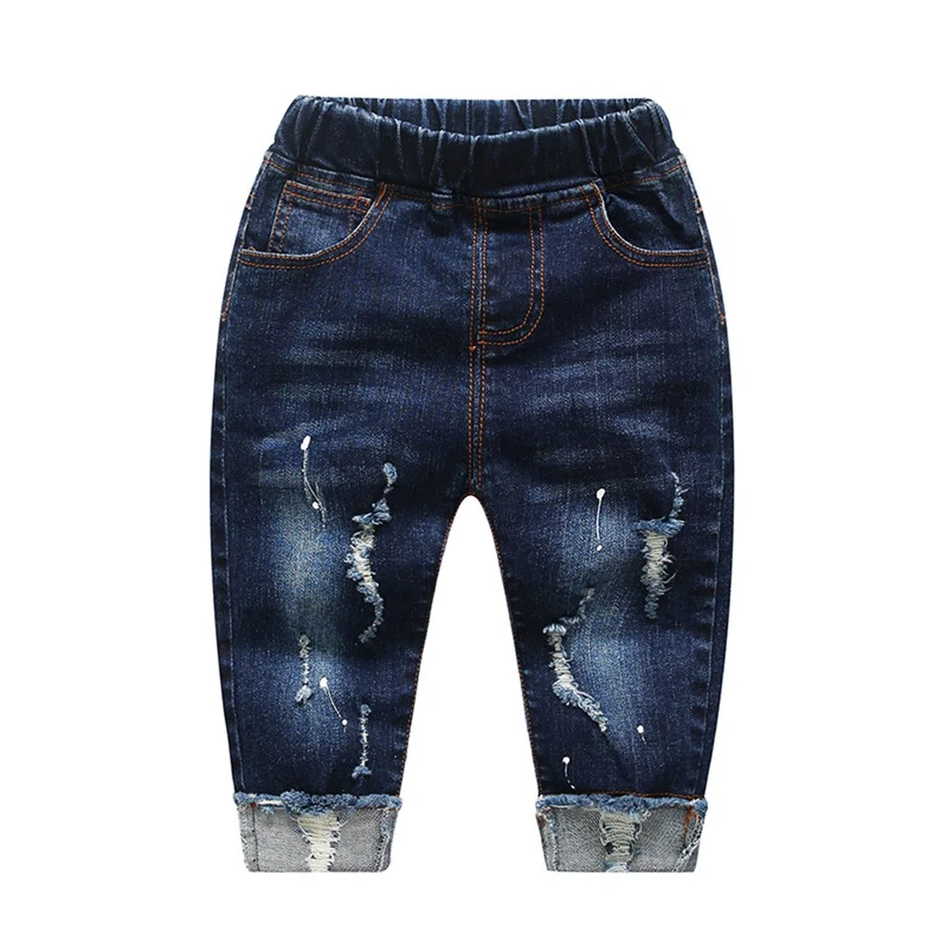 KIDSCOOL SPACE Vaqueros para bebé niña niño, Pantalones de Mezclilla Rasgados con Cintura elástica para niños pequeños