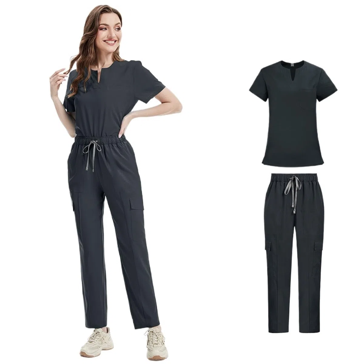 Uniformes médicos Bata Uniforme Mujer artículos de enfermería Accesorios Enfermeras clínica Traje médico salón Belleza SPA para AtencióN MéDica, SalóN De Belleza(Blue,L)
