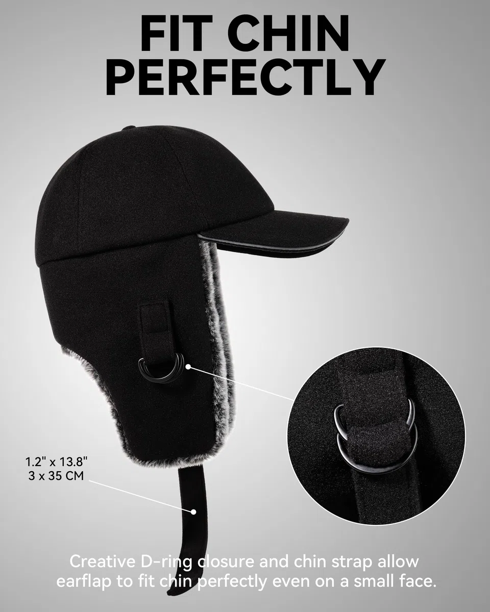 Gisdanchz Gorra Beisbol Invierno con Orejeras - Totalmente Forrada con Piel Sintétic