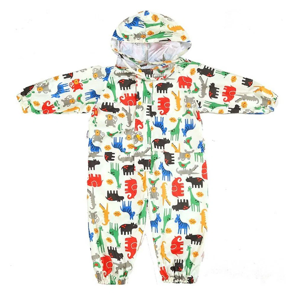 Mono de Lluvia Niño Niña Traje Impermeable Bebe Chubasquero 100% Impermeable y Ligero Mono Impermeable Agua Unisexo Chubasquero Infantil con Capucha Adecuado para 75-135 CM