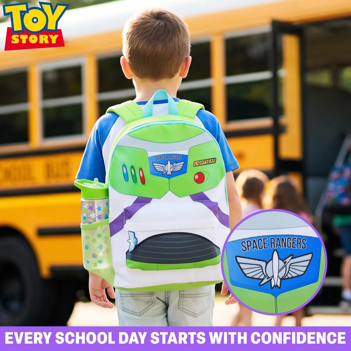 Get Trend Disney Toy Story Mochila Niño y Botella Agua 500 ml, Buzz Lightyear, Mochila Escolar con Cremallera y Botella Sin BPA, Regalo Niños Original (Multi Buzz)