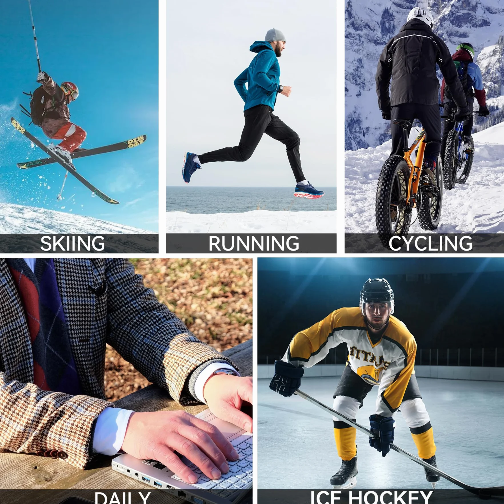 AMZSPORT Ropa Interior Térmica Hombre Conjunto, Camisa y Pantalón de Compresión Funcional de Secado Rápido para Esquí Montaña Ciclismo Fitness