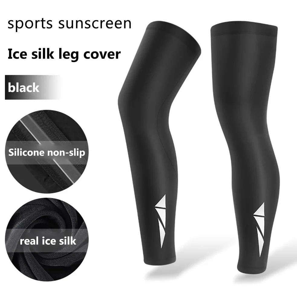 Mangas largas de pierna, protección solar, seda de hielo, mangas de compresión para correr, baloncesto, fútbol, ciclismo, fitness