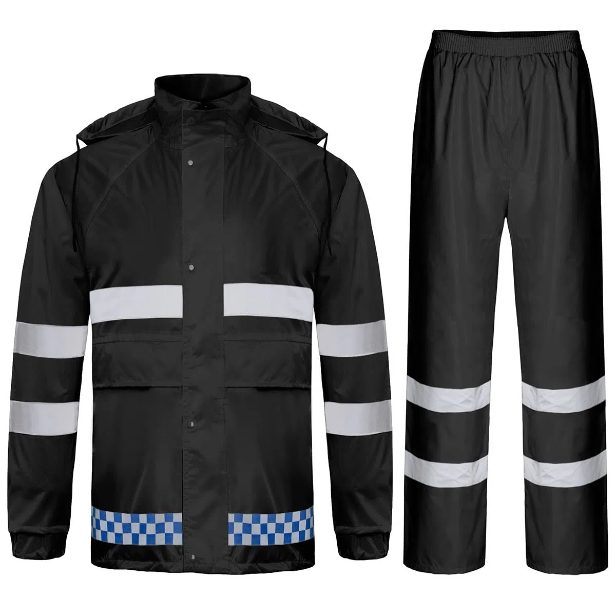 Traje de Lluvia para Hombre Impermeable Chaqueta Impermeable con Capucha Pantalones de Lluvia Exterior Cintas Reflectantes para Deportes al Aire Libre