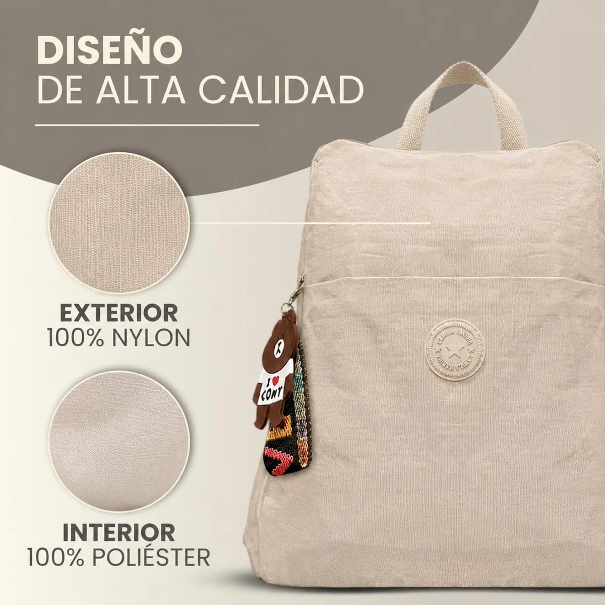 BOLSO MUJER | MOCHILA MUJER | Mochila Antirrobo Mujer | Impermeable | Diseño de Nylon | Bolsos de Mujer | Azul (BEIS)